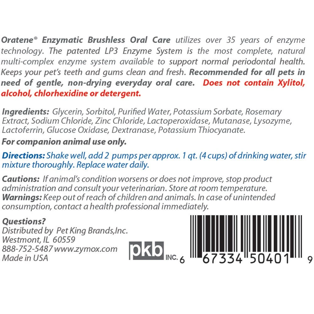 Zymox Oratene Water Additive 4 Oz Bottle 3 Zymox Oratene Water Additive 4 Oz Bottle - Image 2